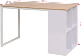 vidaXL Γραφείο Δρυς και Λευκό 120 x 60 x 75 εκ.