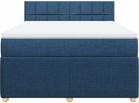 vidaXL Κρεβάτι Boxspring με Στρώμα Μπλε 140x190 εκ. Υφασμάτινο