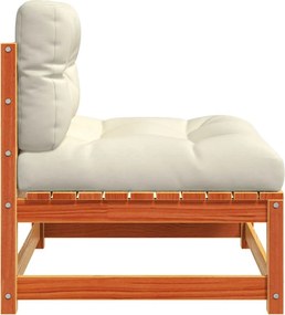 vidaXL Καναπέδες Κήπου Χωρίς Μπράτσα 2 τεμ. Καφέ Μασίφ Πεύκο+Μαξιλάρια