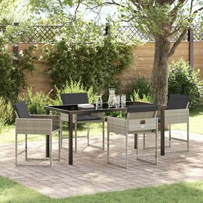 vidaXL Σέτ φαγητού για κήπο 5 pcs Ανοιχτό γκρι συνθετικό ρατάν