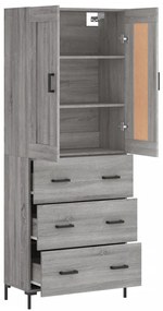 vidaXL Ντουλάπι Γκρι Sonoma 69,5 x 34 x 180 εκ. Επεξεργασμένο Ξύλο