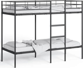 vidaXL Κουκέτα χωρίς στρώμα Μαύρο 75x190 cm Ατσάλι