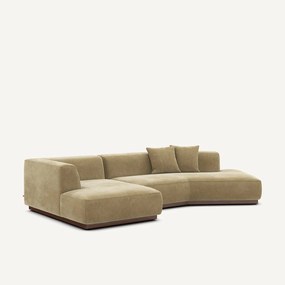 Γωνιακός αριστερός καναπές ανοικτός από βελούδο stonewashed, JACOPO