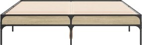 vidaXL Πλαίσιο Κρεβατιού Sonoma Δρυς 140x190 εκ. Επεξ. Ξύλο &amp; Μέταλλο
