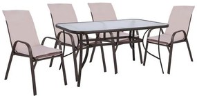 Set Dining Table 5 pieces chairs with pillow &amp; table 150x90  Brown