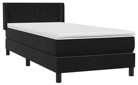 Κρεβάτι Boxspring με Στρώμα Μαύρο 90x220 εκ. Βελούδινο - Μαύρο