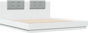 vidaXL Πλαίσιο Κρεβατιού με Κεφαλάρι Λευκό 160x200 εκ. Επεξ. Ξύλο