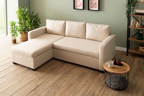 Γωνιακός Καναπές Κρεβάτι Κρέμα DUSO 153x236x90