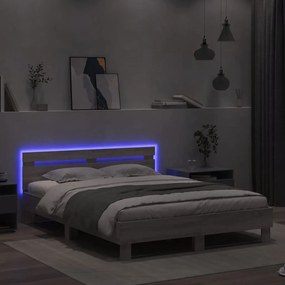 Πλαίσιο Κρεβατιού με Κεφαλάρι/LED Γκρι Sonoma 150x200 εκ. - Γκρι