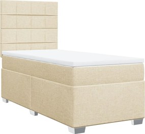 vidaXL Κρεβάτι Boxspring με Στρώμα Κρεμ 100 x 200 εκ. Υφασμάτινο