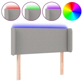 Κεφαλάρι Κρεβατιού LED Ανοιχτό Γκρι 93x16x78/88 εκ. Υφασμάτινο - Γκρι
