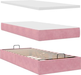 VidaXL Οθωμανικό κρεβάτι με στρώματα Ροζ 100x200cm Velvet