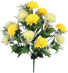 Τεχνητό Μπουκέτο Χρυσάνθεμο 00-16229-3 Φ36x50cm Yellow-White Marhome Πλαστικό, Ύφασμα