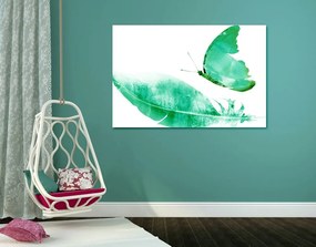 Φτερό εικόνας με πεταλούδα σε πράσινο σχέδιο - 120x80