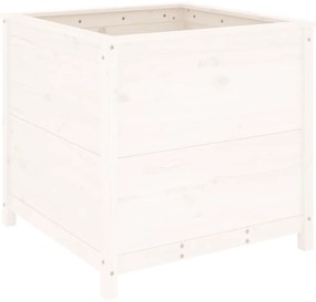 vidaXL Ζαρντινιέρα Λευκή 82,5 x 82,5 x 78 εκ. από Μασίφ Ξύλο Πεύκου