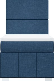 vidaXL Κρεβάτι Boxspring με Στρώμα Μπλε 100 x 200 εκ. Υφασμάτινο