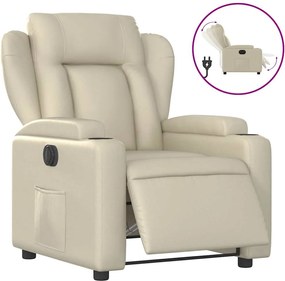 vidaXL Πολυθρόνα Ανακλινόμενη Ηλεκτρική Κρεμ από Συνθετικό Δέρμα