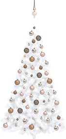 vidaXL Χριστ. Δέντρο Μισό Προφωτισμένο Τεχνητό Μπάλες Λευκό 150εκ