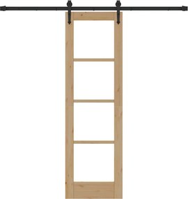 vidaXL Συρόμενη Πόρτα Φυσικό και Μαύρο 61 x 198,5 εκ.