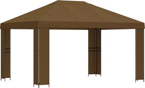 vidaXL Κιόσκι 4 x 3 μ Taupe Πολυεστέρας και Χάλυβας 190 gsm