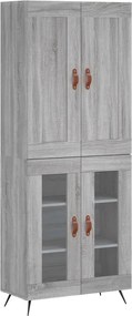 vidaXL Ντουλάπι Γκρι Sonoma 69,5 x 34 x 180 εκ. Επεξεργασμένο Ξύλο