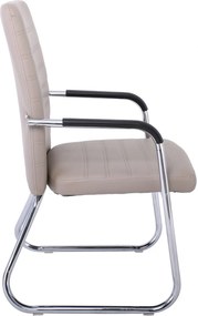 COLLET Πολυθρόνα Γραφείου Επισκέπτη Μέταλλο Χρώμιο, Pu Cappuccino   4τμχ