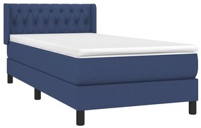 vidaXL Κρεβάτι Boxspring με Στρώμα Μπλε 100 x 200 εκ. Υφασμάτινο