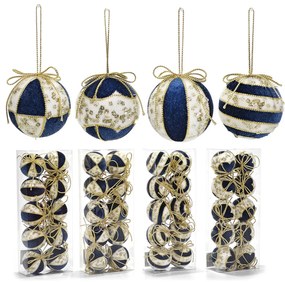 Χριστουγεννιάτικη Μπάλα Μπλε 60mm Σετ 10Τμχ Σε 4 Σχέδια