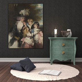 Αναγεννησιακός πίνακας σε καμβά με γυναίκα και παιδιά KNV865 30cm x 40cm