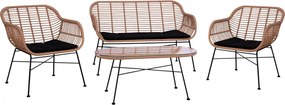 ΣΕΤ ΣΑΛΟΝΙ 4ΤΜΧ ALLEGRA HM5460 ΜΕΤΑΛΛΟ &amp; WICKER ΣΕ ΜΠΕΖ ΧΡΩΜΑ