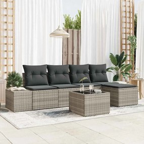vidaXL Σετ Καναπέ Κήπου 6 pcs Ανοιχτό γκρι Πολυ ράταν