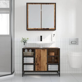vidaXL Ράφι Τοίχου Παλιό ξύλο 65 x 20 x 60 εκ