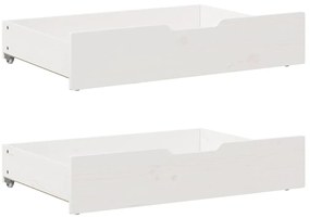 vidaXL Συρτάρια Κρεβατιού 2 τεμ Λευκό 85x55x17 εκ. Μασίφ Ξύλο Πεύκου