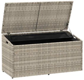 vidaXL κουτί αποθήκευσης κήπου ανοιχτό γκρι 110x50x58 cm Poly Rattan