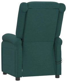 vidaXL Πολυθρόνα Μασάζ Ηλεκτρική Σκούρο Πράσινο Υφασμάτινη