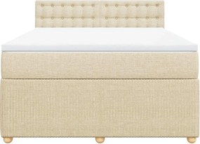 vidaXL Κρεβάτι Boxspring με Στρώμα Κρεμ 140x200 εκ. Υφασμάτινο