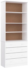 vidaXL Βιβλιοθήκη με Συρτάρια ALTA Λευκή 77x35x186,5 εκ. Μασίφ Πεύκο
