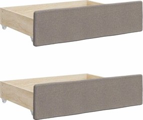 vidaXL Συρτάρια Κρεβατιού 2 τεμ. Taupe Επεξ. Ξύλο και Ύφασμα
