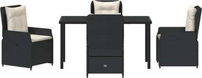 vidaXL Σέτ φαγητού για κήπο 5 pcs Μαύρο συνθετικό ρατάν