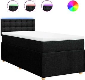 vidaXL Κρεβάτι Boxspring με Στρώμα Μαύρο 80 x 200 εκ. Υφασμάτινο