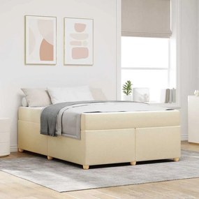 vidaXL Σκελετός Κρεβατιού με στρώμα Κρεμ 160 x 200 cm ύφασμα