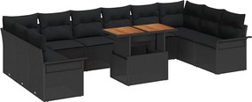 vidaXL Σετ Καναπέ Κήπου με αποθήκευση 9 pcs Μαύρο Πολυ ράταν