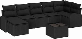 vidaXL Σετ Καναπέ με μαξιλάρι 8 pcs Μαύρο συνθετικό ρατάν