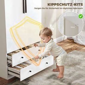 Ντουλάπα, 2 πόρτες, κρεμάστρα, ράγα ρούχων, 2 συρτάρια, MDF, λευκό