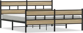 vidaXL Σκελετός Κρεβ. Χωρίς Στρώμα Sonoma Δρυς 183x213 εκ. Μεταλλικό