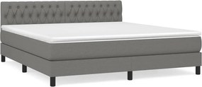 vidaXL Κρεβάτι Boxspring με Στρώμα Σκούρο Γκρι 180x200 εκ Υφασμάτιν