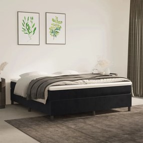 Κρεβάτι Boxspring με Στρώμα Μαύρο 160x200 εκ. Βελούδινο