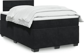 vidaXL Κρεβάτι Boxspring με Στρώμα Μαύρο 120x190 εκ. Βελούδινο