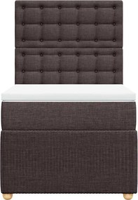 vidaXL Κρεβάτι Boxspring με Στρώμα Σκούρο Καφέ 100x200 εκ. Υφασμάτινο