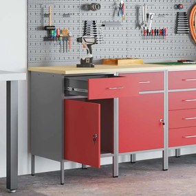 vidaXL Ντουλάπα Εργασίας 2 pcs Κόκκινο και Γκρίζο 100 x 55 x 85 εκ.